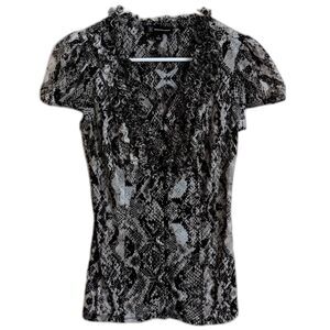 INC Top Women Small Ruffled Snakeskin Button front fairygrunge Y2k